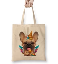 Fawn French Bulldog Ice Cream Unicorn 01 Bez Çanta Uzun Saplı