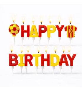 Taraftar Temalı Futbol Topu Happy Birthday Sarı Kırmızı Mum Set