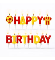 Taraftar Temalı Futbol Topu Happy Birthday Sarı Kırmızı Mum Set
