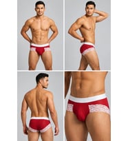 Giyim Erkek Kırmızı Tül Dantelli Slip İç Giyim