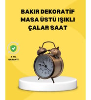 Dekoratif Bronz Renk Metal Alarmlı Masa Üstü Saat Klasik Tasarım