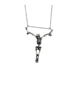 Chain Stretched Skeleton Zincirli Kolye Erkek Kadın Unisex Aksesuar (Gümüş)