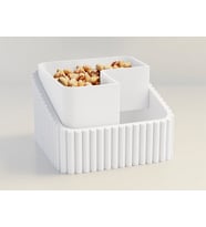 3D Baskı Fıstık Kasesi - Çift Hazneli Kabuk Ayırıcı Sunum Kasesi - Beyaz Beyaz