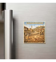 Kahramanmaraş Şehri - Pop-Art Travel - 9x9 cm Buzdolap Magneti