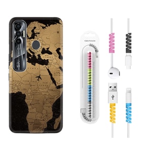 Tecno Spark 6 6 Go 8C 8 Pro 7 7 Pro Kılıf Kablo Koruma Spiral Silikon Map Planet 1656