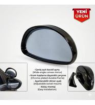 Siyah Yeni Model Kör Nokta Ayna Sürücü Kursu Eğitmen Ayna Üstü Dış Ilave Ayna Ebatı:14x7,5 Cm