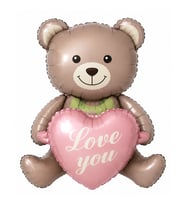 Love You Kalpli Ayıcık Oturan Folyo Balon