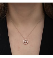 Rose Güneş Zirkon Taşlı 925 Ayar Gümüş Kadın Kolye