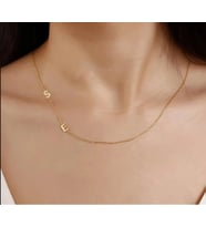 925 Ayar Gümüş 2'li Harf Köprücük Kolye (Gold)
