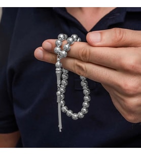 Gümüş Küre Kesim 7 mm Erkek Tesbih