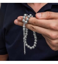 Gümüş Küre Kesim 7 mm Erkek Tesbih