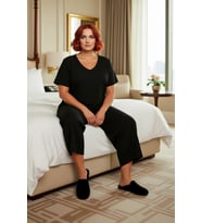 Kadın V Yaka Örme Pijama Takımı Fonksiyonel Dayanıklı Kaliteli Konforlu Estetik Premium Şık