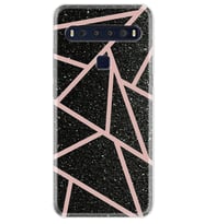 TCL 10L Kılıf Desenli Silikon Pembe Şeritli Mermer 1312