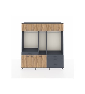 Hyperion Dolap 8 Raflı 4 Çekmeceli 3 Askılı 220x44x243 Antrasit-Çam/Antrasit