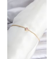 Pirinç Gold Renk Pembe Damla Model Su Yolu Kadın Bileklik
