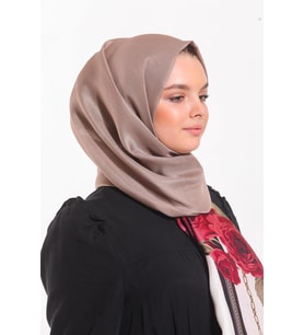 Çiçekli Desen Pavia Seri Şal Eşarp Askısı ile Birlikte 90X200 cm Bej Gülkurusu-9