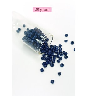 Dökme Cam Kum Boncuk Büyük Boy (6/0) 4 mm - 20 Gram - Koyu Mavi - BNC078