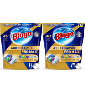 Bingo Akıllı Kapsül Pro Max Bulaşık Makinesi Deterjanı Tableti 80 Adet Limon Kokulu (2PK*40)
