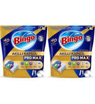Bingo Akıllı Kapsül Pro Max Bulaşık Makinesi Deterjanı Tableti 80 Adet Limon Kokulu (2PK*40)