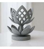 3D Baskı Lotus Çiçeği Mumluk - Dekoratif Tealight Mumluk-Gri
