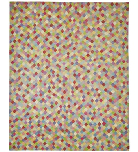 Çok Renkli Salon Halısı Geometrik Desenli Modern Stil El Dokuma Yün Zemin Kaplaması Özel Koleksiyon