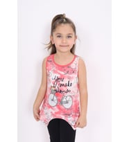 Toontoy Kız Çocuk Bisiklet Baskılı Atlet (Nar Çiçeği)
