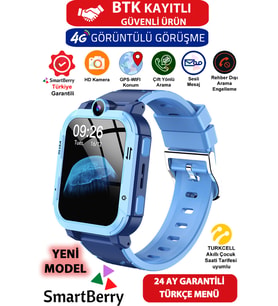 Görüntülü Görüşme ve GPS'li Çocuk Takip Saati, Net Konum, Wıfı, SIM Kartlı, Mavi