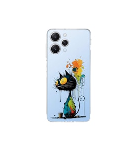Redmi 12 ile Uyumlu Splash Kedi Tasarımlı Şeffaf Silikon Kılıf