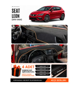 SEAT LEON (2013-2020) Uyumlu Torpido Örtüsü Torpido Kılıfı - Siyah Kahverengi