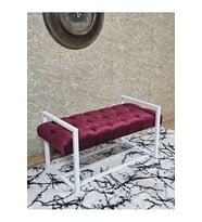 Beyaz Boyalı Metal 80 cm Puf Bench - Antre Puf - Hol Bench - Puf - Oturak - Bench Bordo Renk 90 x 45 Boyut/Ebat (Çok Renkli)