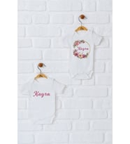 Pia Baby Premium %100 Pamuk İsme Özel Organik Baskılı İkili Set Çıtçıtlı Bebek Body Zıbın Modelleri 5072-17 (Ekru)