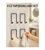 4'lü Yapışkanlı Askı Seti Mutfak Banyo ve Ev İçin