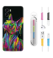 Vivo Y15S Y32 Y33S Y51 Y53S Kılıf Kablo Koruma Spiral Silikon Color Cat 1754