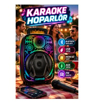 RGB LED Işıklı Karaoke Hoparlör 8 İnç Taşınabilir Bluetooth Speaker – USB, AUX, Micro SD ve FM Radyo