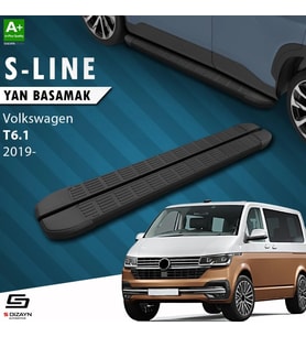 S-Dizayn VW Transporter T6.1 Kısa Şase S-Line Siyah Yan Basamak 213 Cm 2019-2025 A+ Kalite
