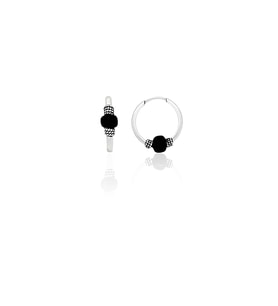 925 Ayar Gümüş Oniks Taşlı 13 mm Halka Küpe Modeli ST251