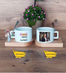 Biyoloji Mühendisi Kupa Bardak Ahşap Altlıklı Kısa Fotoğraflı Mühendisler Günü Hediyesi