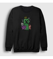 Presmono Unisex Siyah Creeper Crown Oyun Minecraft Sweatshirt 368601tt