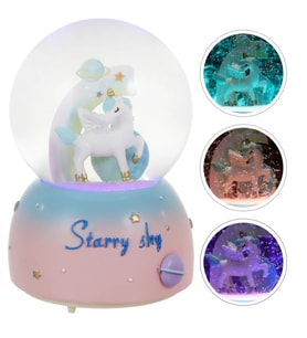 Unicorn Büyük Boy Püskürmeli Işıklı Müzikli Kar Küresi