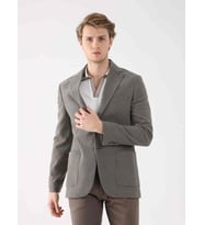 Dufy Kahverengi Erkek Slim Fit Ekose Desenli Mono Yaka Ceket - 95400