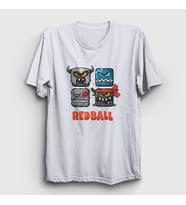 Presmono Unisex Beyaz Squares Oyun Red Ball T-Shirt 362590tt
