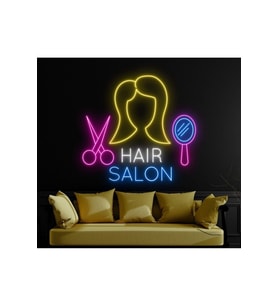 HAIR SALON Yazılı ve Şekilli Neon Tabela