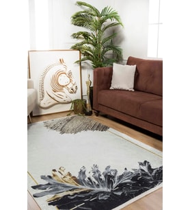 Dijital Kaymaz Yıkanabilir Beyaz Modern Salon Halısı Mutfak Halısı Koridor Halısı Yolluk HLN1376