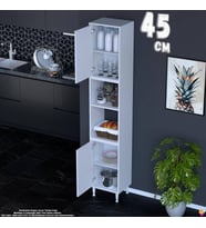 Eliusta Bade 45 cm 2 Kapaklı Açık Raflı Çok Amaçlı Mutfak Kiler Dolabı Banyo Dolabı Boy Dolabı 45x213x32 cm