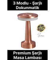Premium Şarjlı Dokunmatik Masa Lambası 3 Renk Modlu Tasarruflu Abajur Ambians Dekoratif Klasik (Çok Renkli)