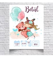 Ayı ve Kız Temalı Yaş Panosu