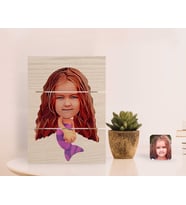 BK Gift Kişiye Özel Deniz Kızı Karikatürlü Otantik Masaüstü Ahşap Palet Çerçeve-2 (Beyaz)