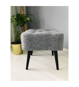 Artego Geniş Oturum Alanlı Siyah Ağaç Ayak Gri Kare Puf Bench