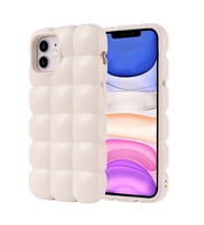 Apple iPhone 11 Uyumlu Kılıf Silikon Parlak Esnek Yumuşak Kabartmalı Zore Dom Dom Kapak (Beyaz)