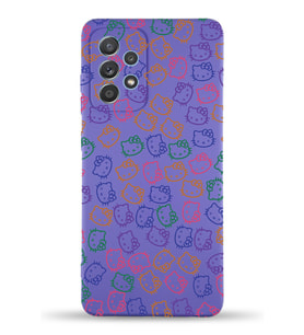 Samsung Galaxy A52 Uyumlu Lansman Kılıf Hello Kitty Tasarımlı İçi Kadife Kapak-Mor (Şeffaf)